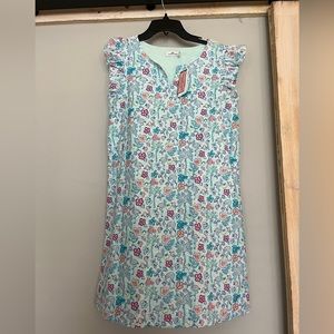 Girls Vineyard Vines Flamingo Flock shift dress crystal blue
